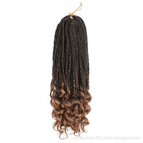 High Quality Synthetic Crochet Braids For Hair Extension Curly Ends Box Braids Ombre Crochet Hair Extension